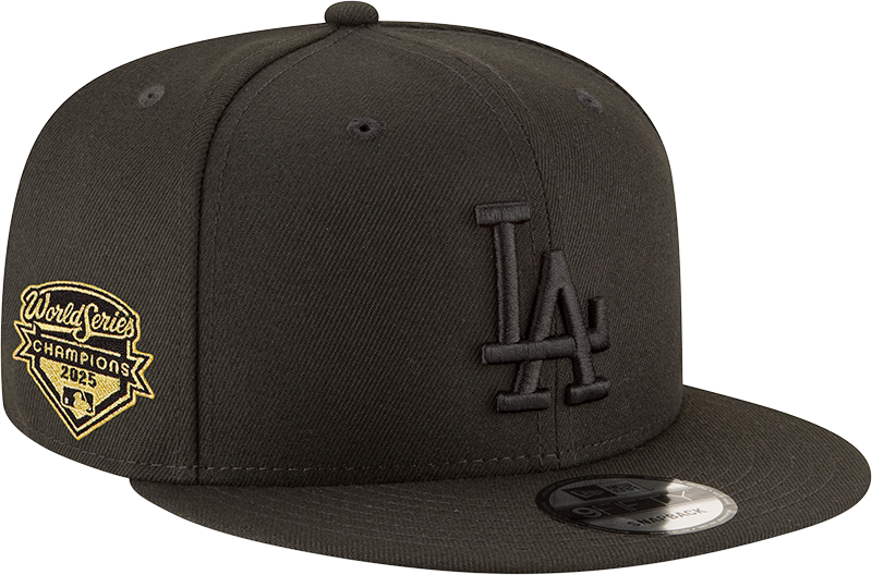 Los Angeles Dodgers 2025 World Series Champions Black on Black 9FIFTY Snapback Hat