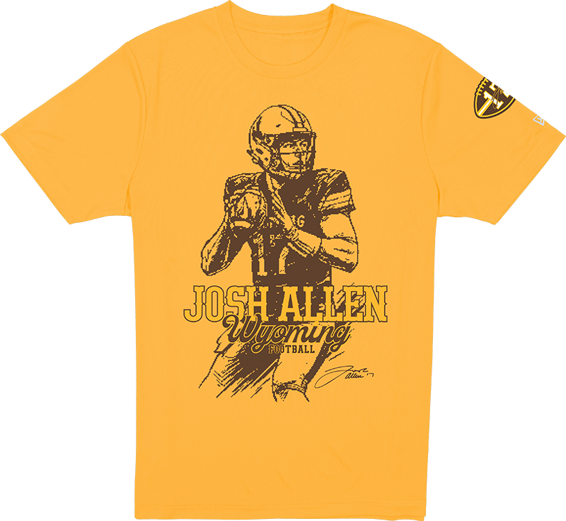 Wyoming Cowboys Josh Allen Jersey Retirement Gold T-Shirt