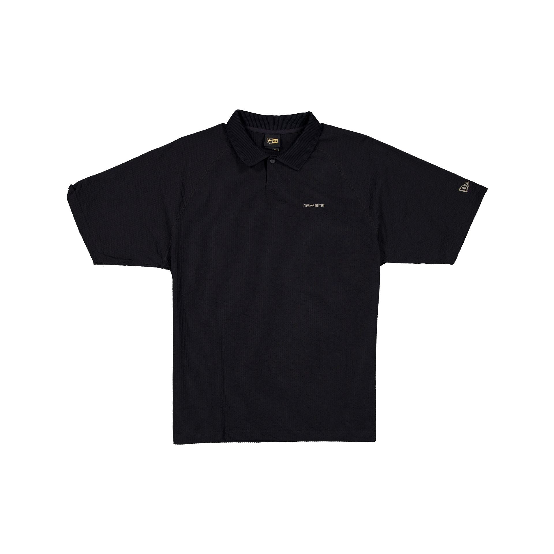 New Era Cap Black Label Crinkle Black Polo Shirt