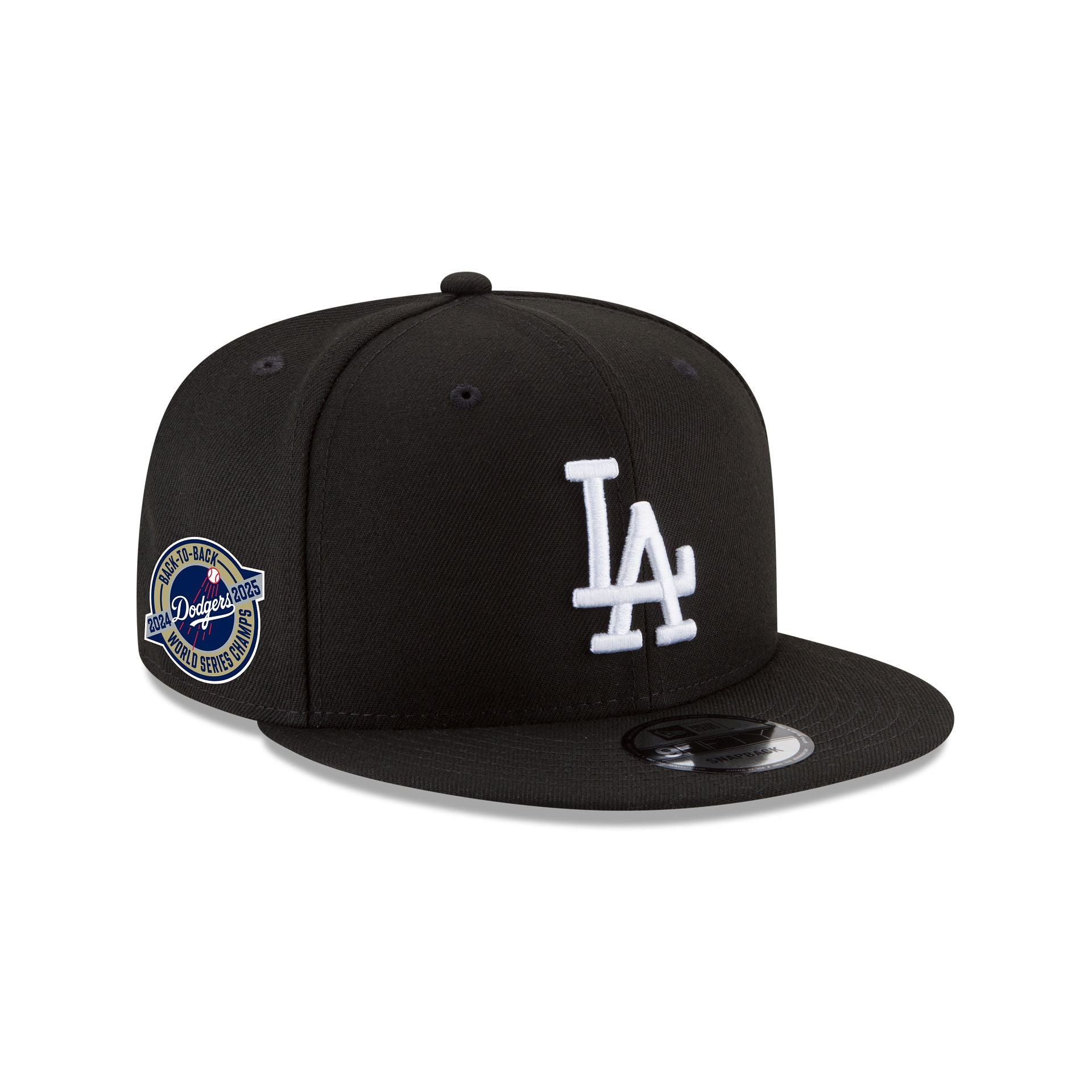 Los Angeles Dodgers 2025 World Series Champions Back-to-Back Circle Patch Black 9FIFTY Snapback Hat