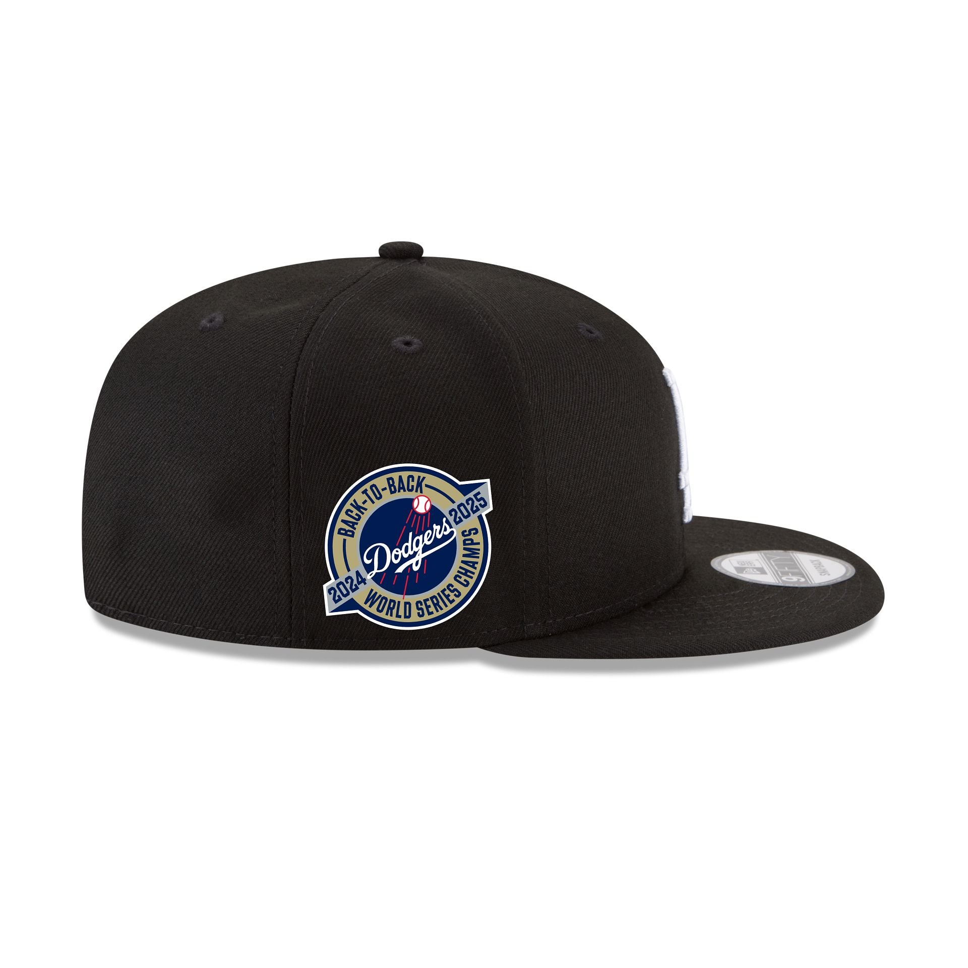 Los Angeles Dodgers 2025 World Series Champions Back-to-Back Circle Patch Black 9FIFTY Snapback Hat