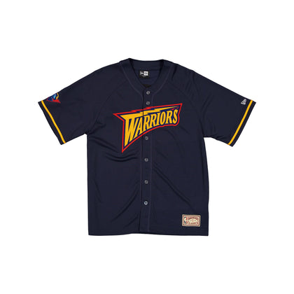 Golden State Warriors Hardwood Classics Navy Button-Up T-Shirt