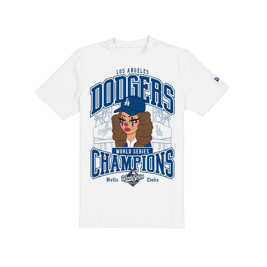 Bella Doña x Los Angeles Dodgers 2025 World Series Champions Character White T-Shirt - New Era Cap