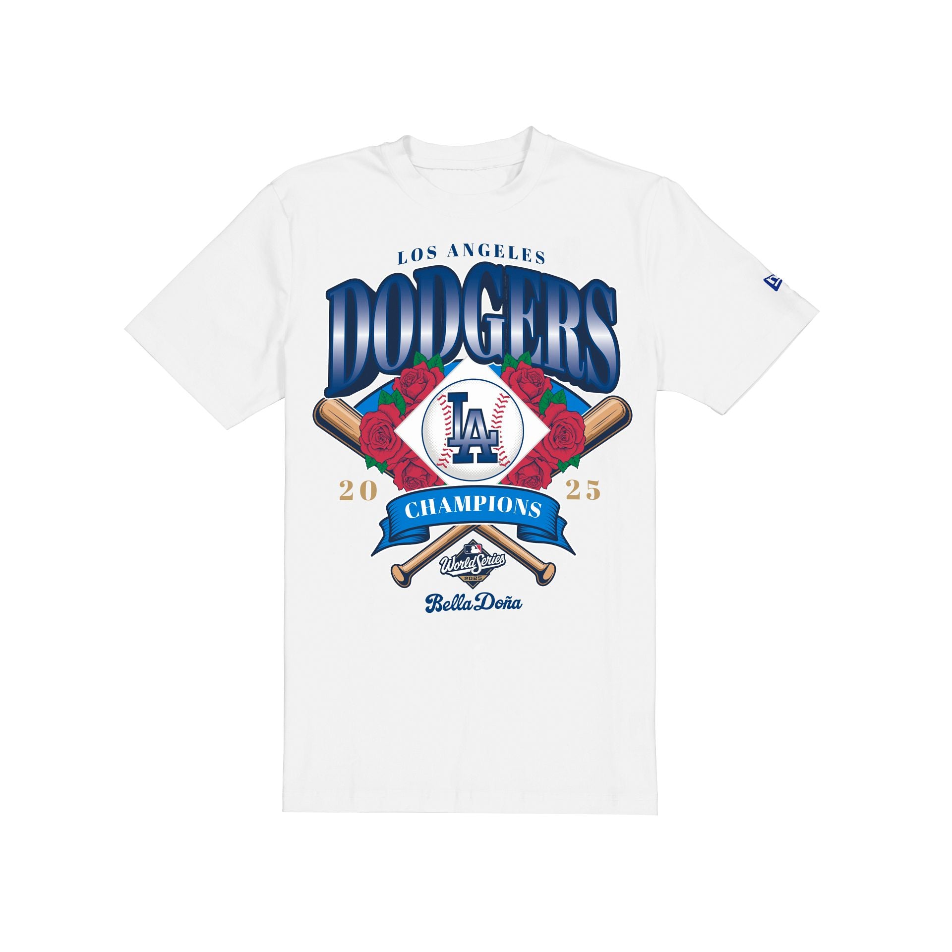 Bella Doña x Los Angeles Dodgers 2025 World Series Champions White T-Shirt