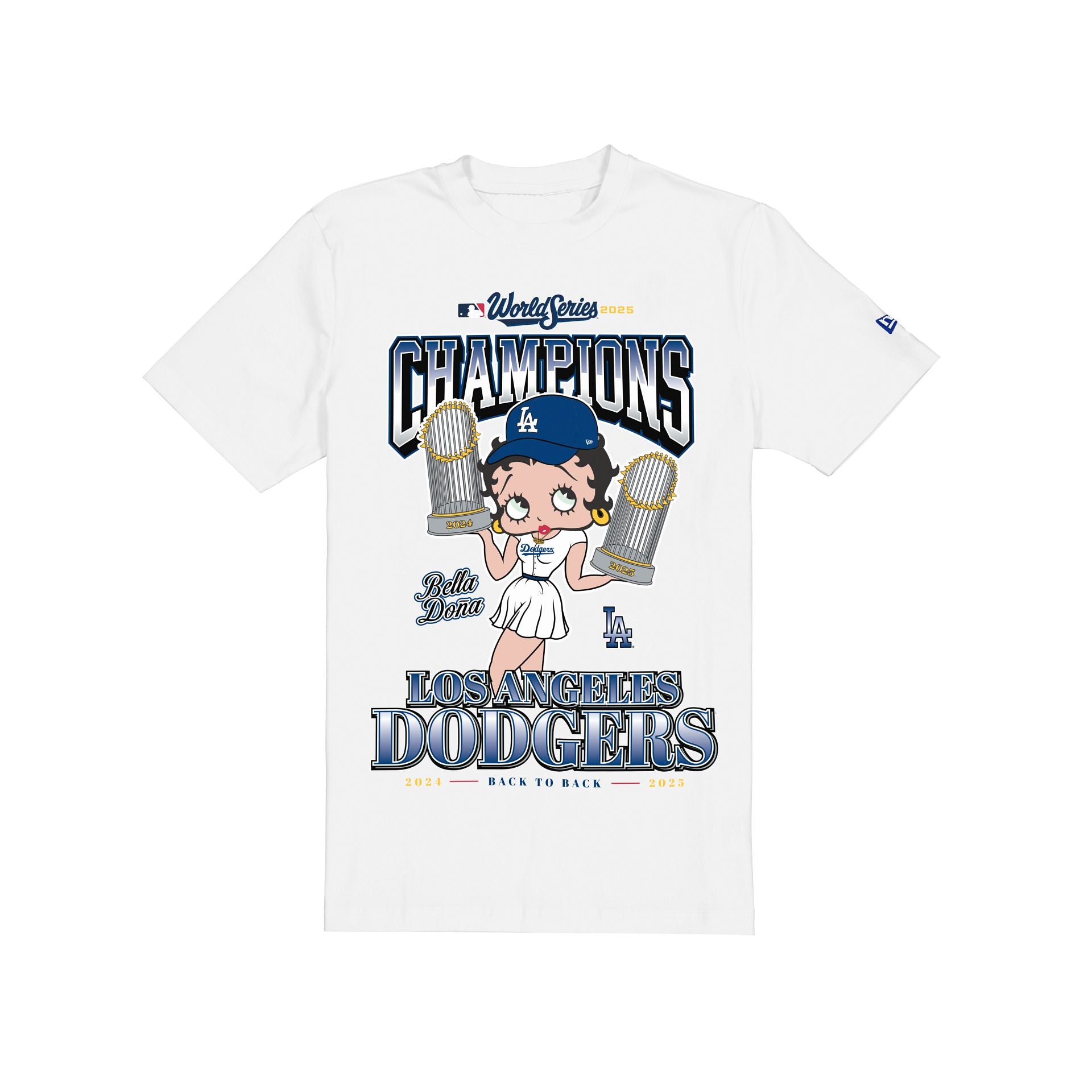 Bella Doña x Betty Boop x Los Angeles Dodgers 2025 World Series Champions White T-Shirt
