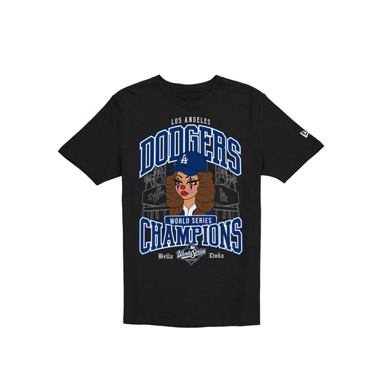 Bella Doña x Los Angeles Dodgers 2025 World Series Champions Character Black T-Shirt - New Era Cap