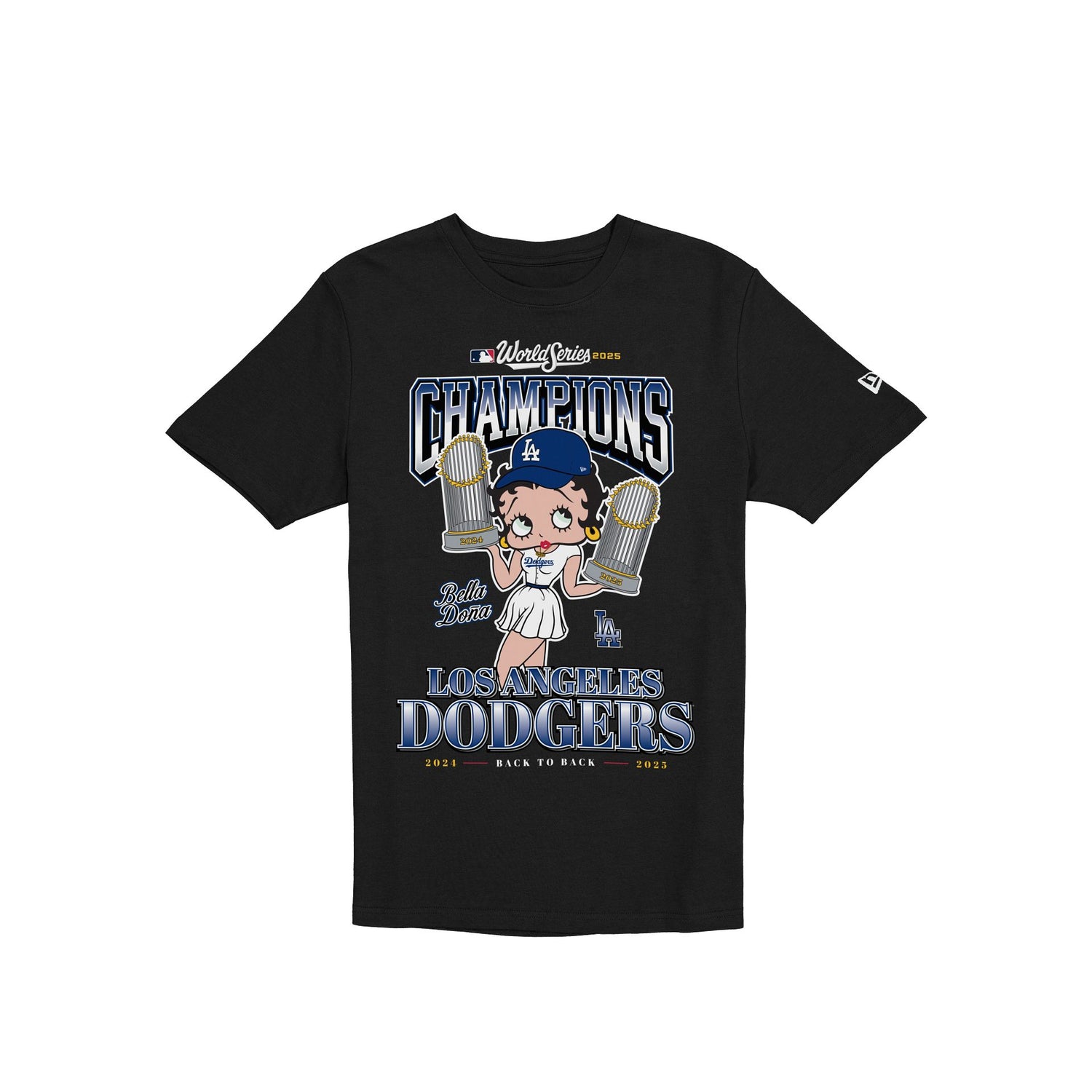 Bella Doña x Betty Boop x Los Angeles Dodgers 2025 World Series Champions Black T-Shirt