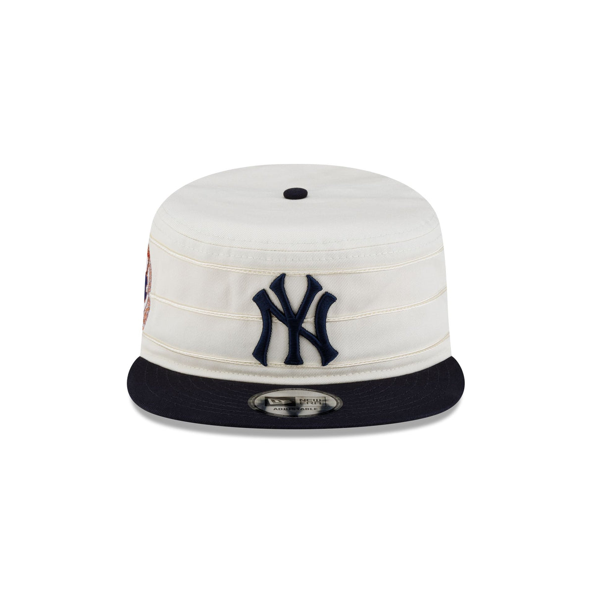 New York Yankees Side Patch Chrome White Pillbox Hat