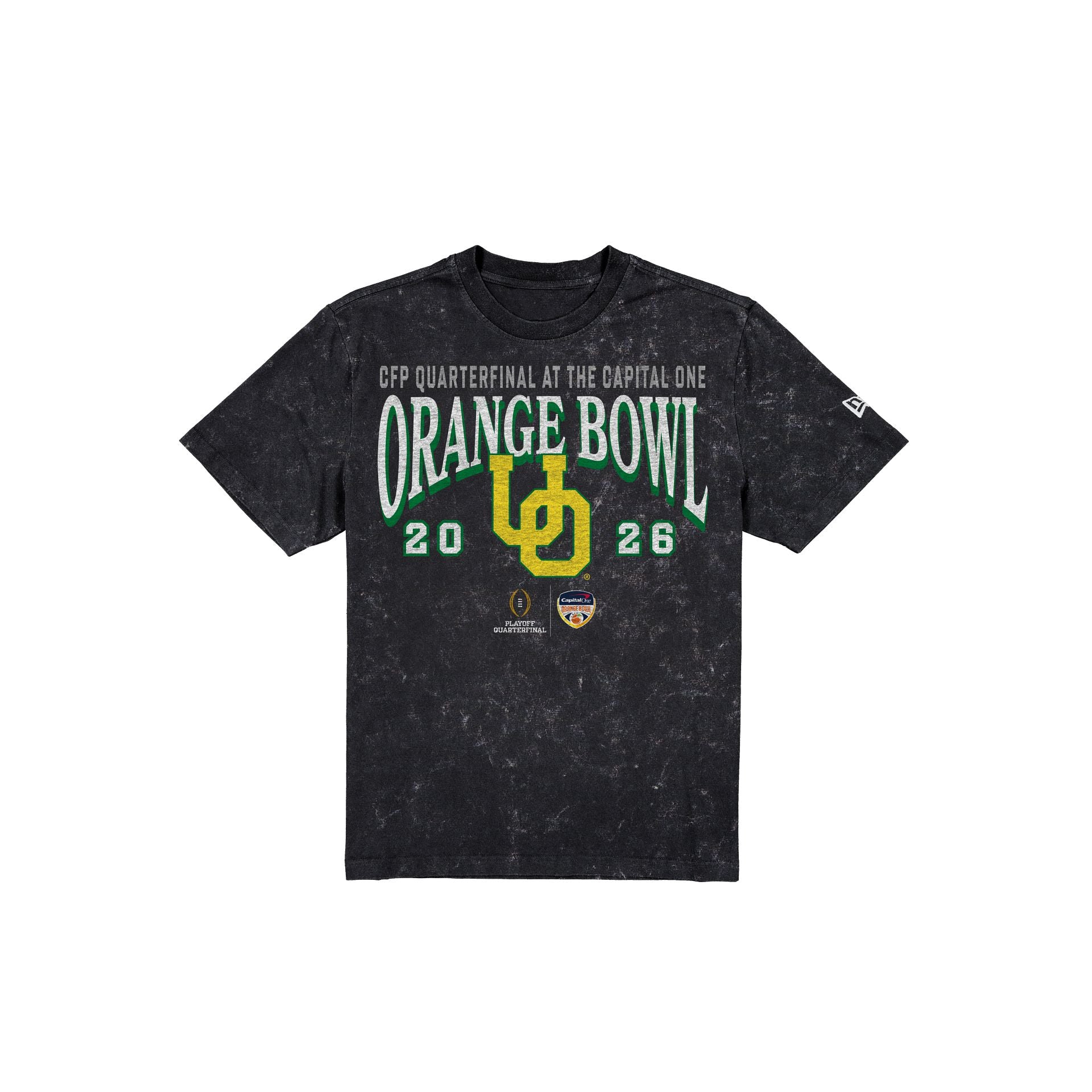 Oregon Ducks 2026 Orange Bowl Acid Wash Black T-Shirt