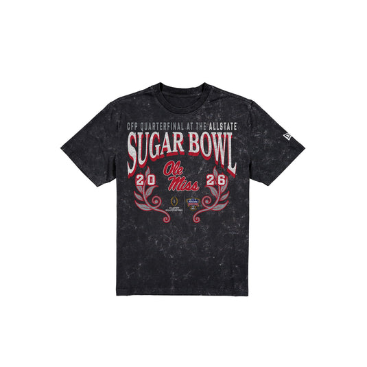 Mississippi Rebels 2026 Sugar Bowl Acid Wash Black T-Shirt - New Era Cap