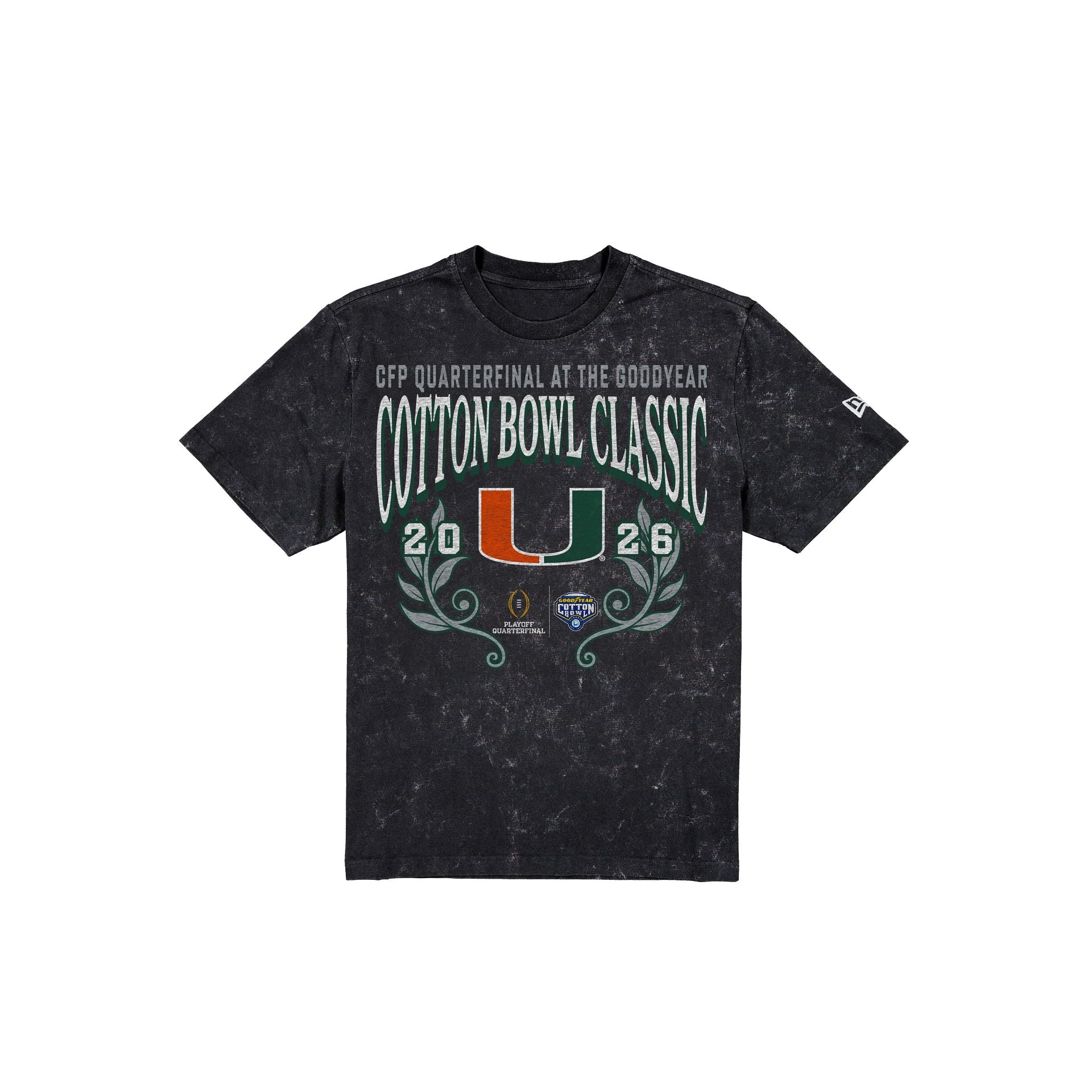 Miami Hurricanes 2026 Cotton Bowl Classic Acid Wash Black T-Shirt