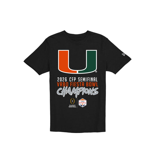 Miami Hurricanes 2026 Fiesta Bowl Champions Black T-Shirt - New Era Cap