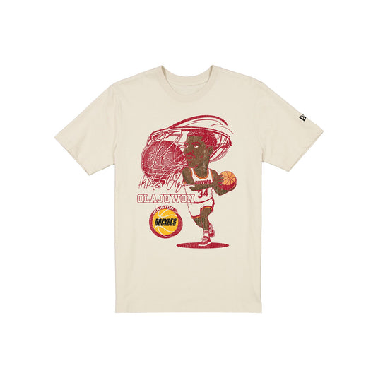 Houston Rockets Hardwood Classics Hakeem Olajuwon Caricature T-Shirt - New Era Cap