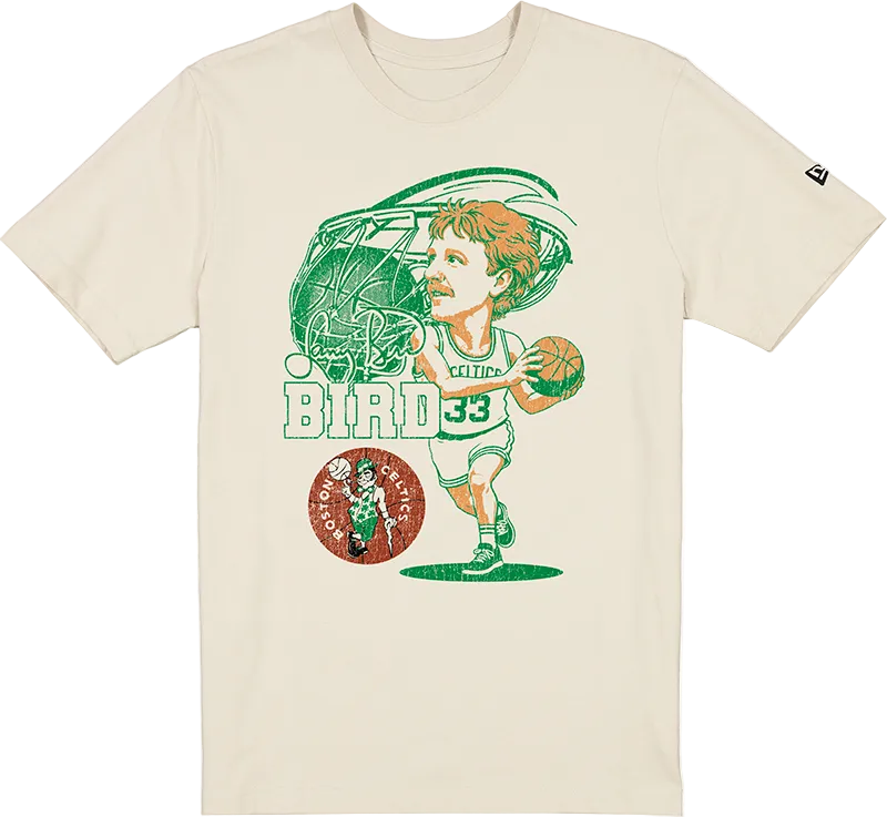 Boston Celtics Hardwood Classics Larry Bird Caricature T-Shirt