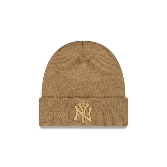 New York Yankees Tonal Beige Basic Cuff Knit Beanie Hat