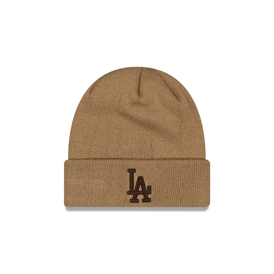 Los Angeles Dodgers Beige Black Logo Basic Cuff Knit Beanie Hat