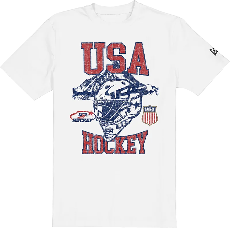 USA Hockey Helmet White T-Shirt
