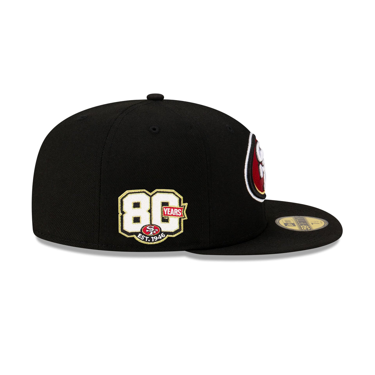 San Francisco 49ers 80th Anniversary Sidepatch Black 59FIFTY Fitted Hat