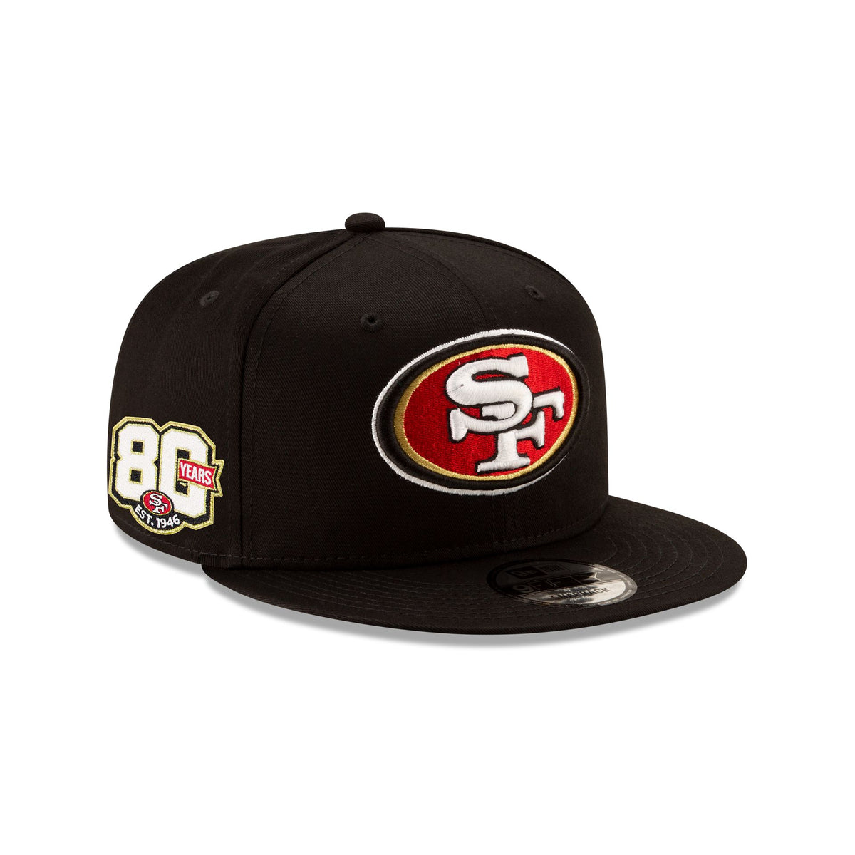 San Francisco 49ers 80th Anniversary Sidepatch Black 9FIFTY Snapback Hat