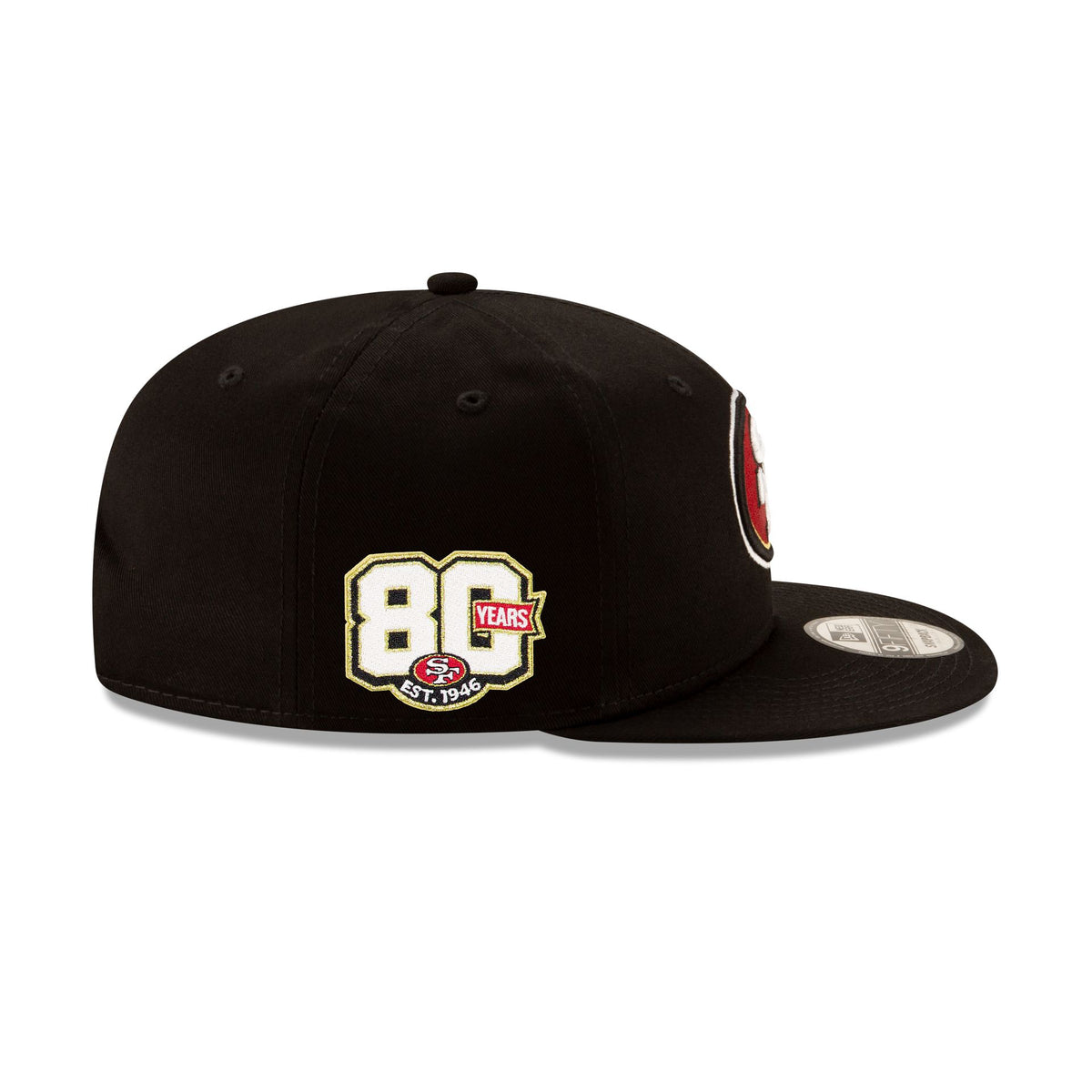 San Francisco 49ers 80th Anniversary Sidepatch Black 9FIFTY Snapback Hat