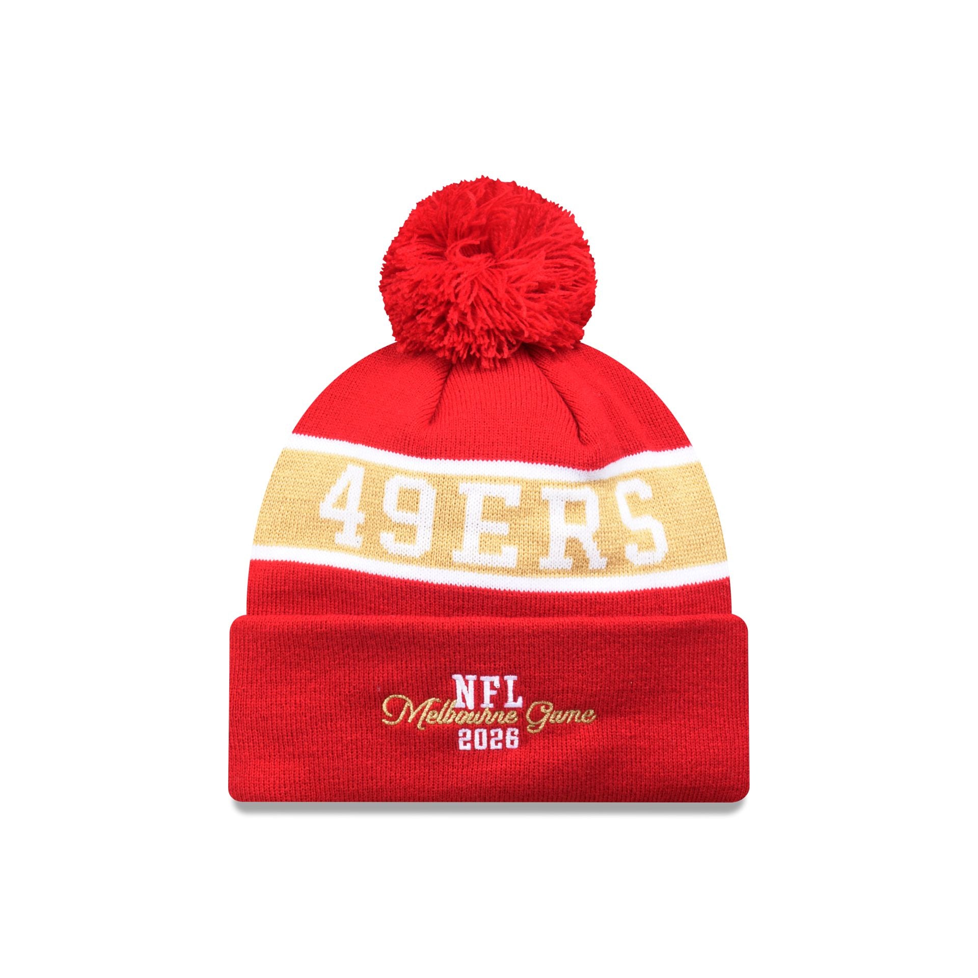 San Francisco 49ers 2026 Melbourne Game Pom Knit Hat