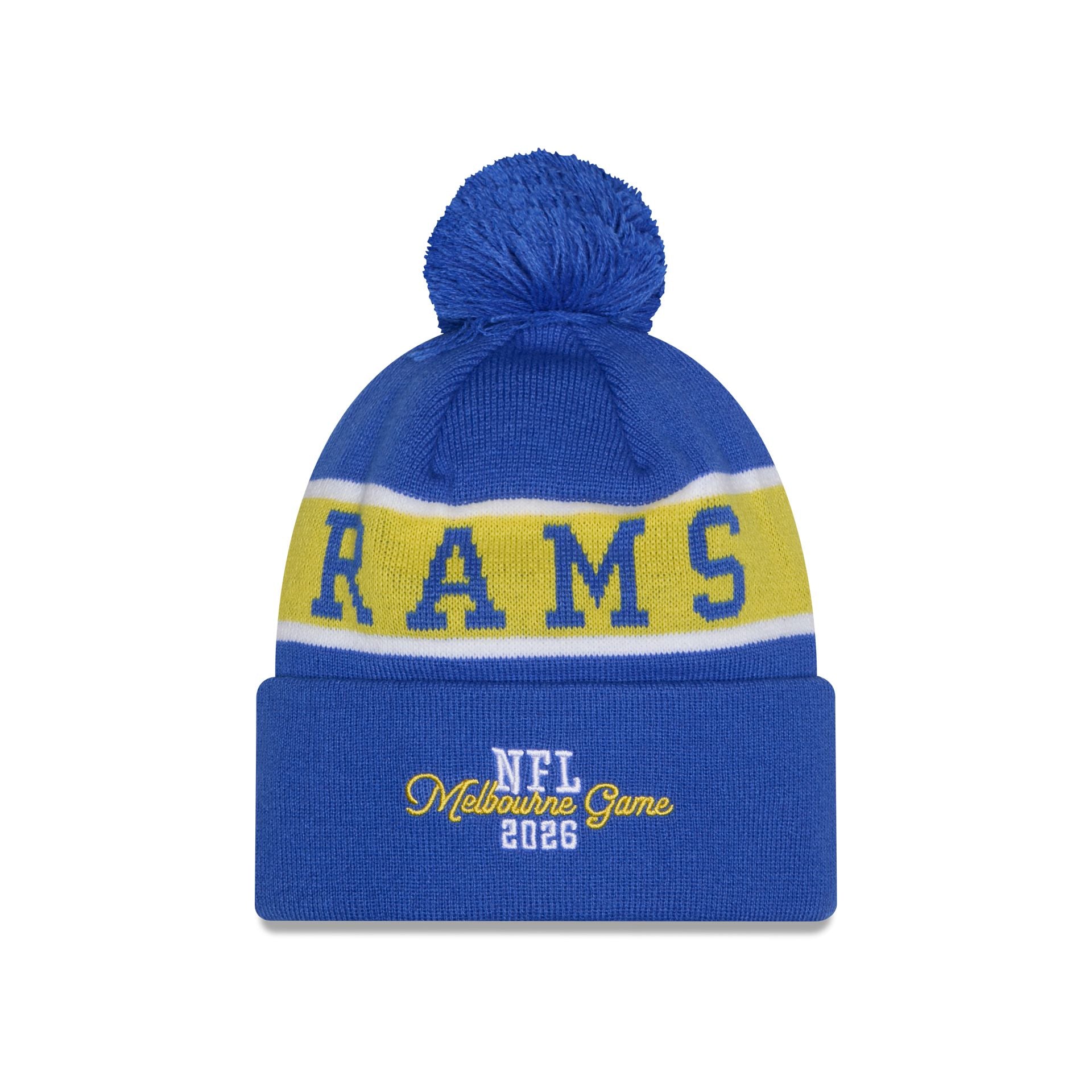 Los Angeles Rams 2026 Melbourne Game Pom Knit Hat