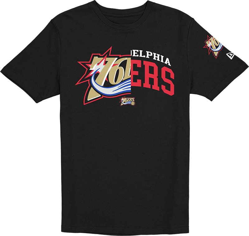 Philadelphia 76ers Hardwood Classics 2000s Multi Logos T-Shirt