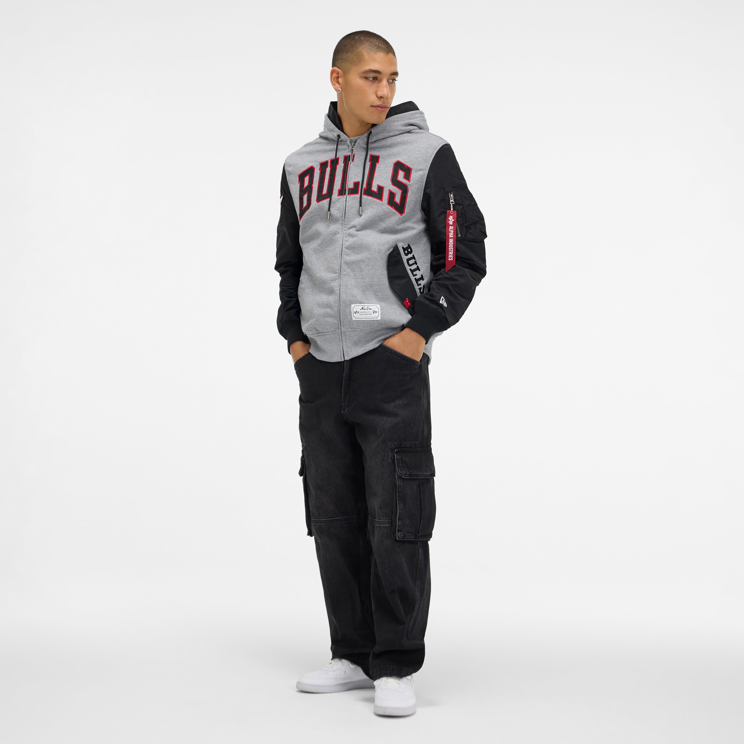 Alpha Industries x New York Knicks Gray MA-1 Full Zip Fleece
