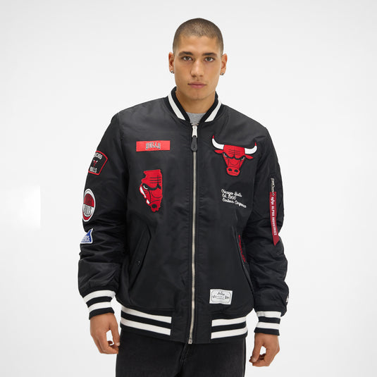 Alpha Industries x Chicago Bulls Black MA-1 Bomber Jacket - New Era Cap
