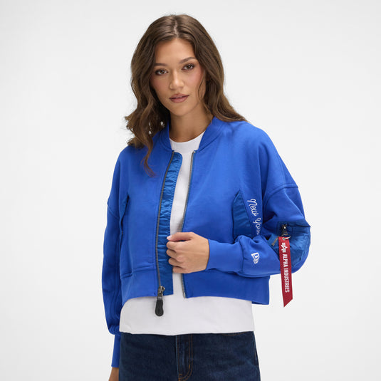 Alpha Industries x New York Knicks Blue Women's Full Zip Cropped Fleece Jacket - New Era Cap
