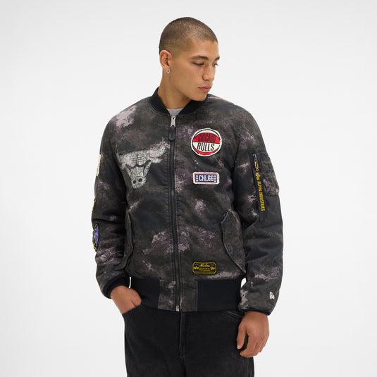 Alpha Industries x Chicago Bulls Black Camo MA-1 Bomber Jacket - New Era Cap