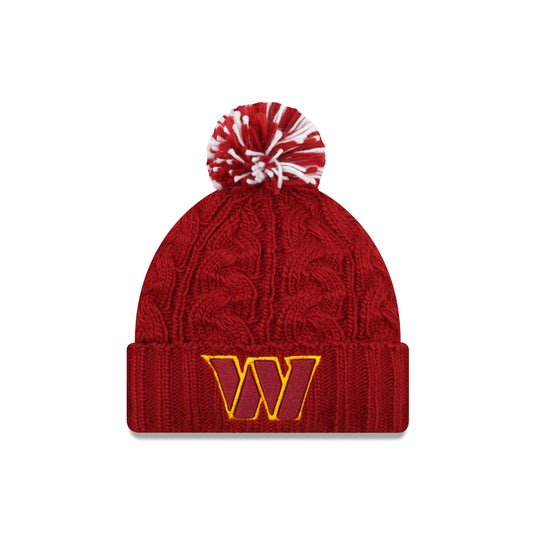 Washington Commanders Cozy Cable Women's Pom Knit Hat - New Era Cap