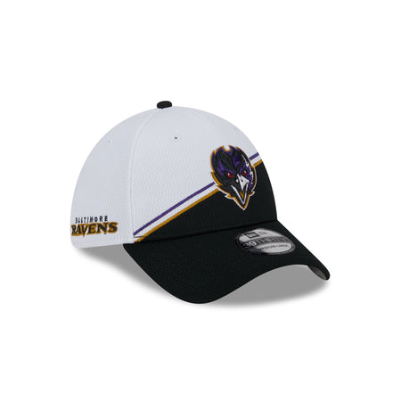 Baltimore Ravens 2023 Sideline White 39THIRTY Stretch Fit Hat