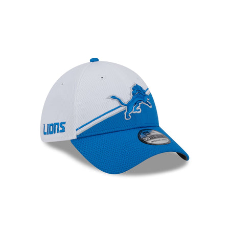 Detroit Lions 2023 Sideline White 39THIRTY Stretch Fit Hat