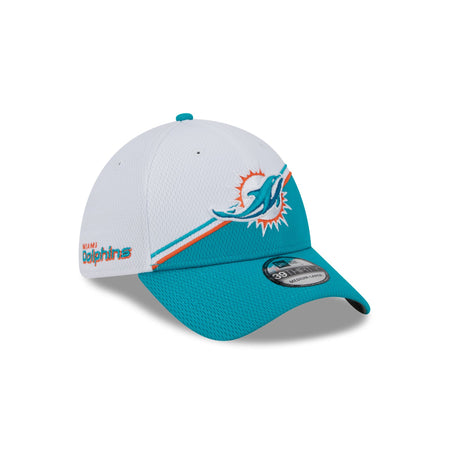 Miami Dolphins 2023 Sideline White 39THIRTY Stretch Fit Hat