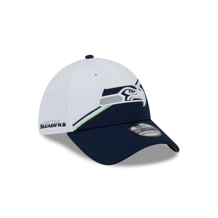 Seattle Seahawks 2023 Sideline White 39THIRTY Stretch Fit Hat