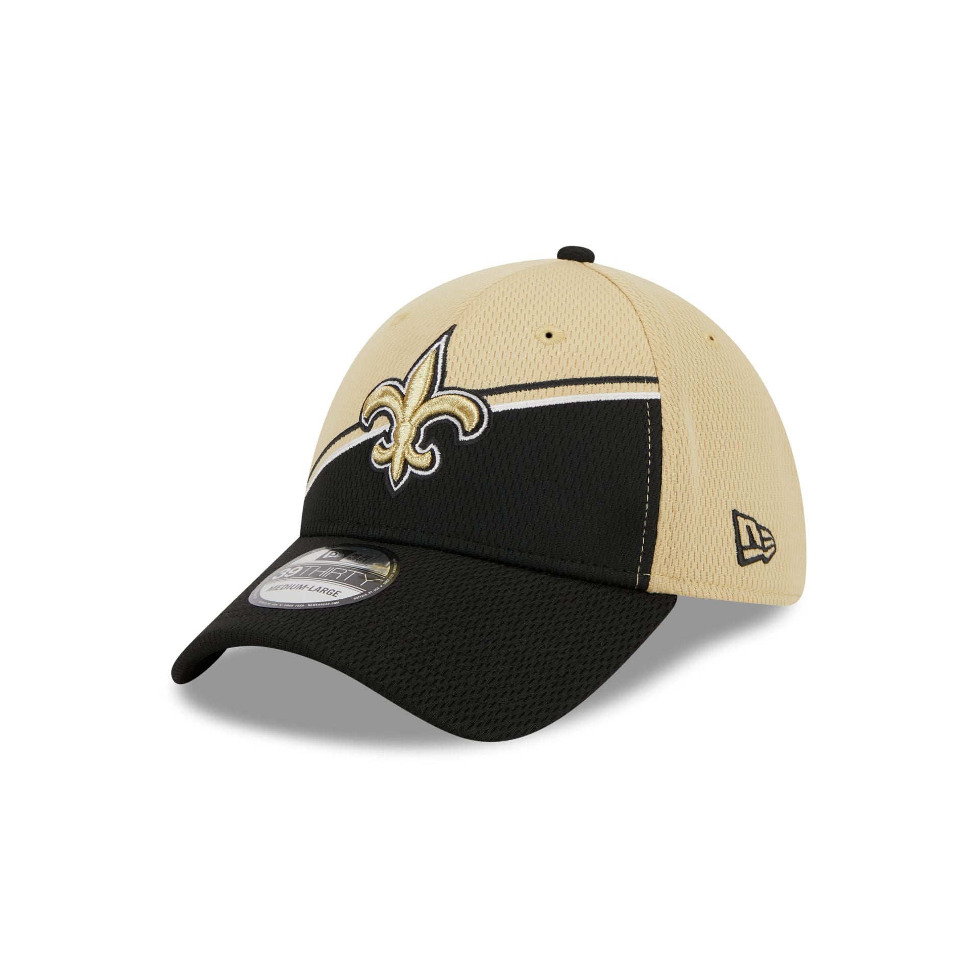 Men's New Era Black/Gold New Orleans Saints Surge 39THIRTY Flex Hat