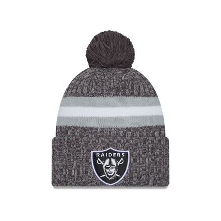 Las Vegas Raiders 2023 Cold Weather Gray Pom Knit Hat