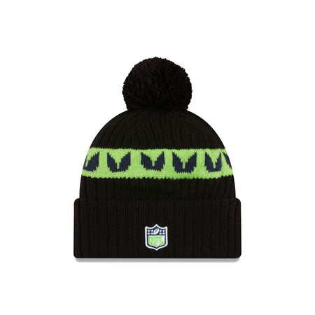 Seattle Seahawks 2023 Cold Weather Black Pom Knit Hat
