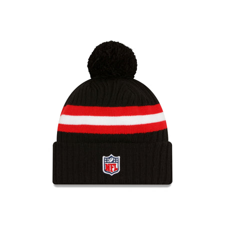 New England Patriots 2023 Cold Weather Black Pom Knit Hat