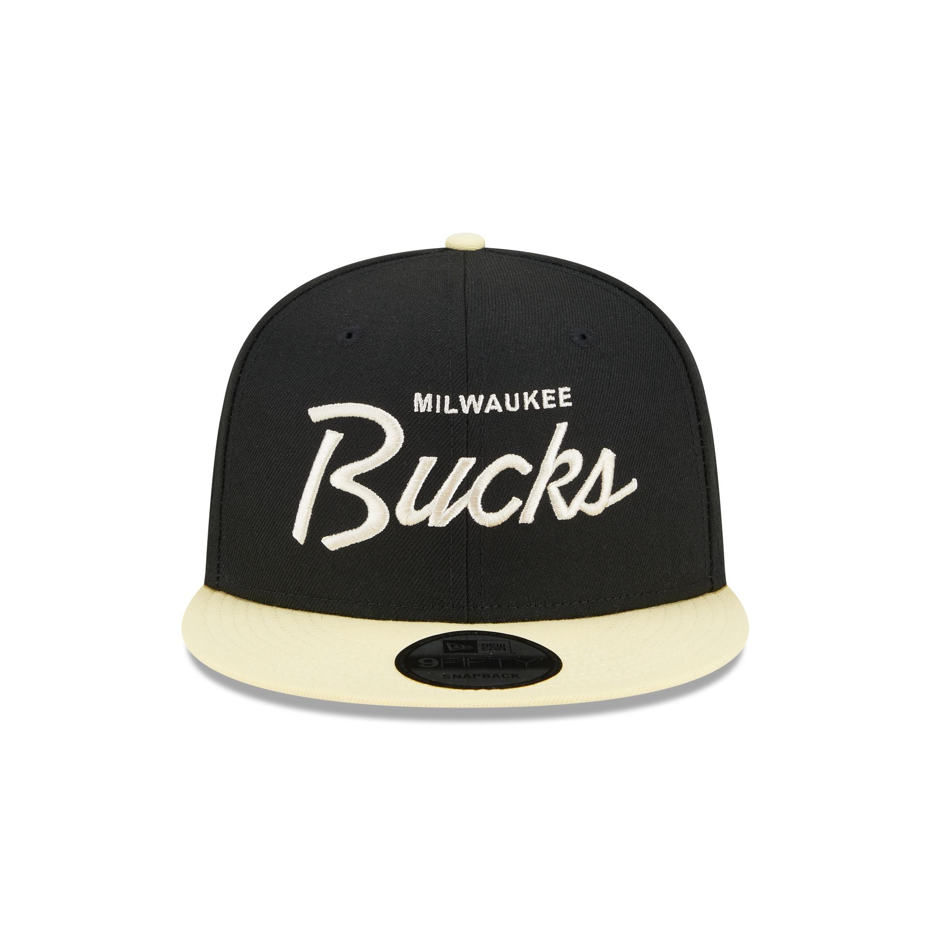 Milwaukee Bucks Pale Yellow Visor 9FIFTY Snapback Hat, Black, NBA by New Era