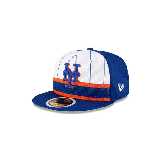 New York Mets 2025 Batting Practice Pinstripe Kids 59FIFTY Fitted Hat - New Era Cap