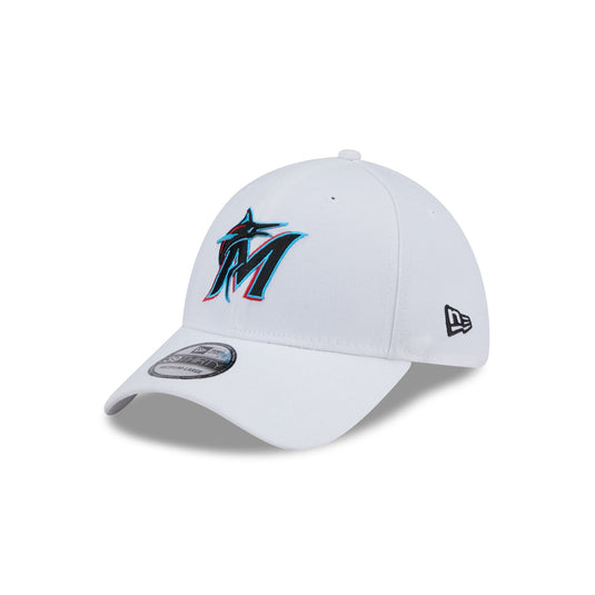 Miami Marlins Optic White 39THIRTY Stretch Fit Hat - New Era Cap
