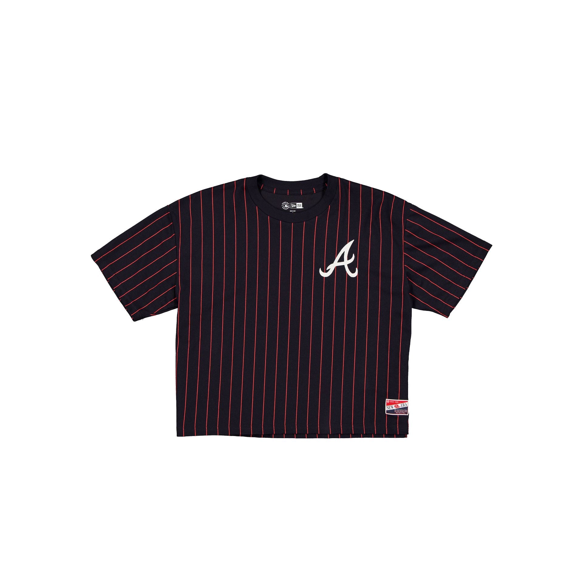 Atlanta Braves Throwback Women's Cropped Pinstripe T-Shirt