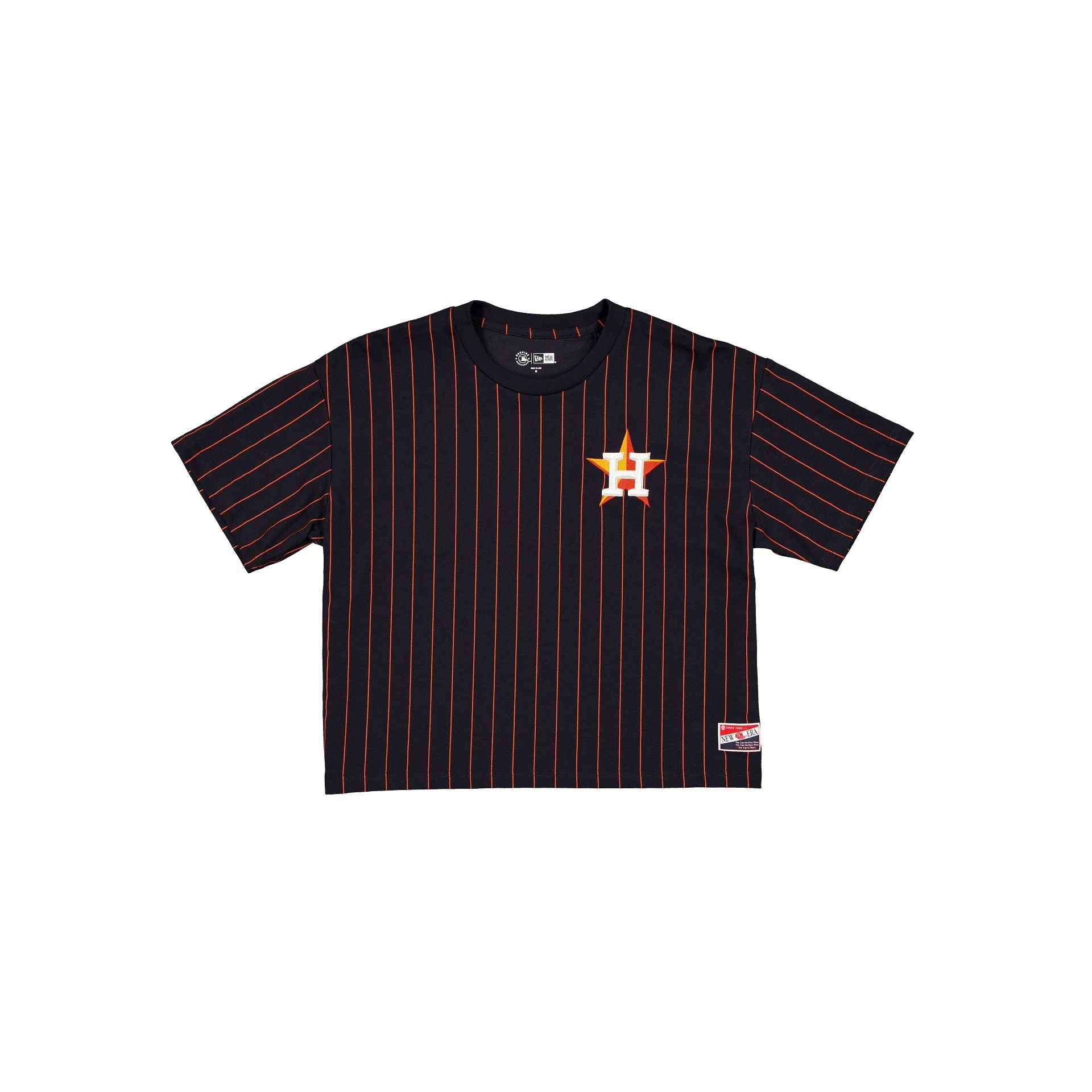 Houston Astros Throwback Women's Cropped Pinstripe T-Shirt