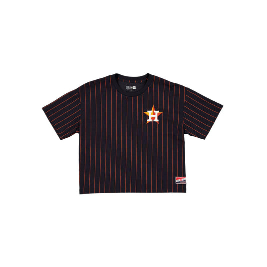 Houston Astros Throwback Women's Cropped Pinstripe T-Shirt - New Era Cap