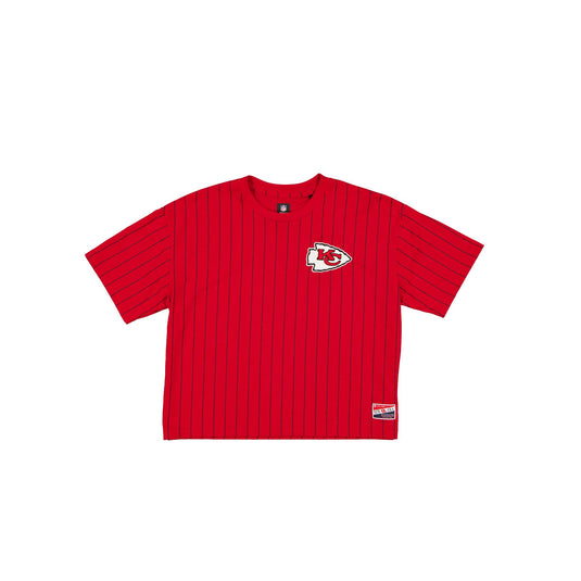Kansas City Chiefs Throwback Women's Cropped Pinstripe T-Shirt - New Era Cap
