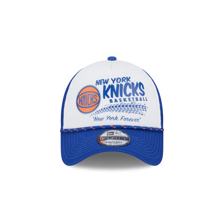 New York Knicks 2024 Rally Drive White 9FORTY A-Frame Trucker Hat