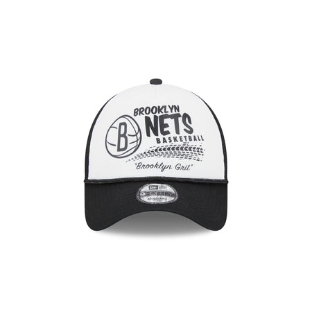 Brooklyn Nets 2024 Rally Drive White 9FORTY A-Frame Trucker Hat