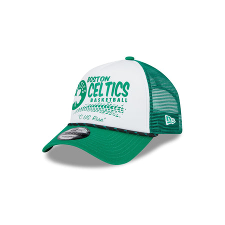 Boston Celtics 2024 Rally Drive White 9FORTY A-Frame Trucker Hat